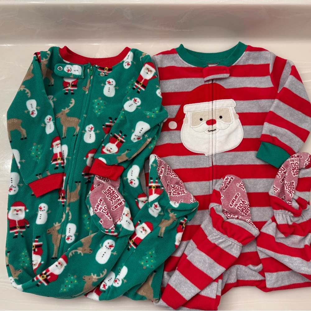 Christmas Santa footed fleece sleeper pajamas pjs.  Size 18M